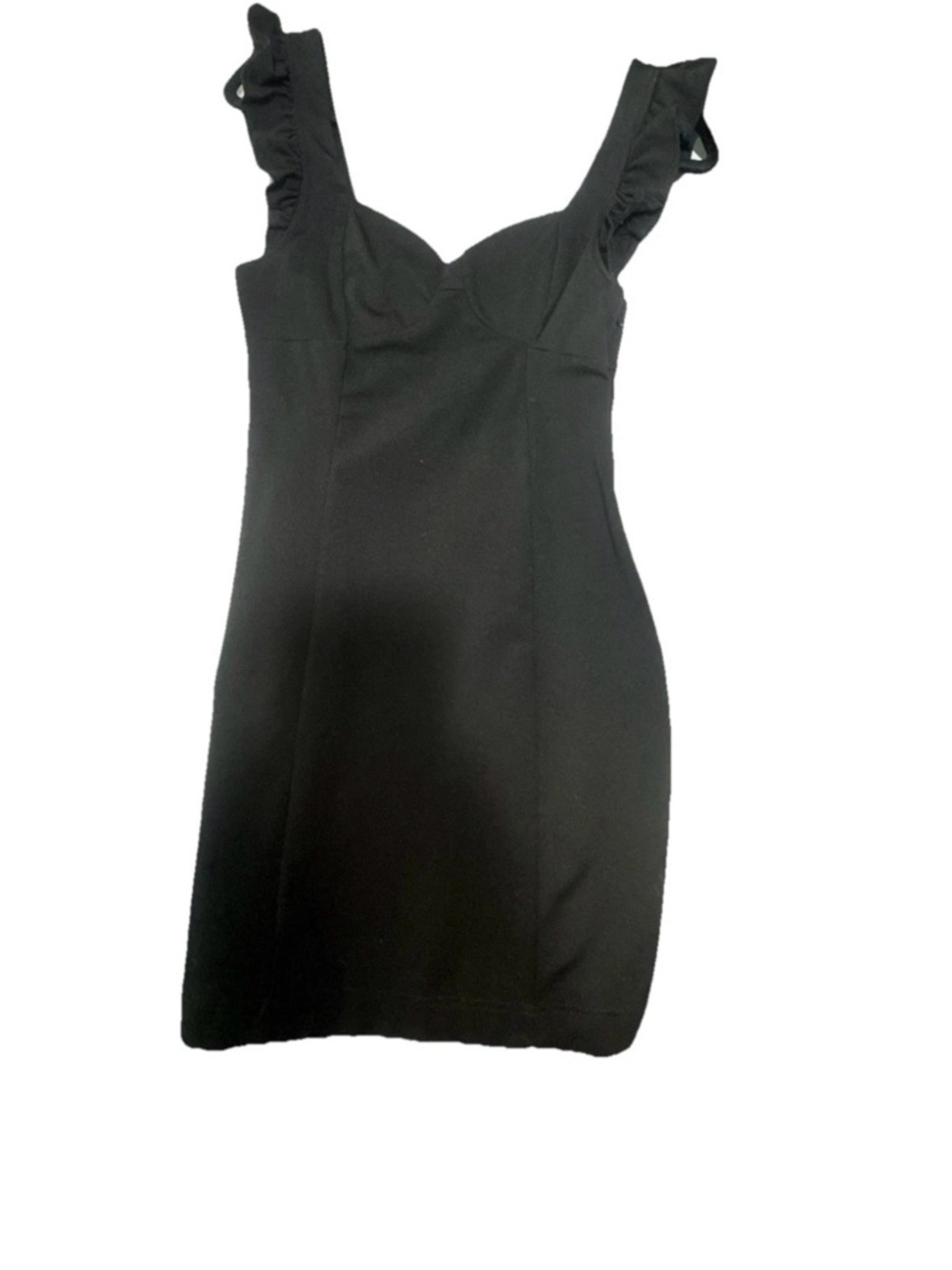 Body Con Black Ruffle-Shoulder Mini Dress